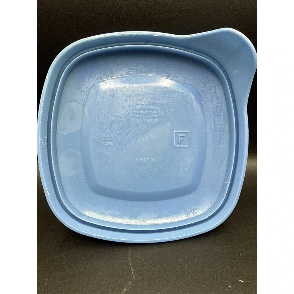 Vintage Rubbermaid Servin Saver Blue Replacement Lid #F Square EZ Top-Used 553P